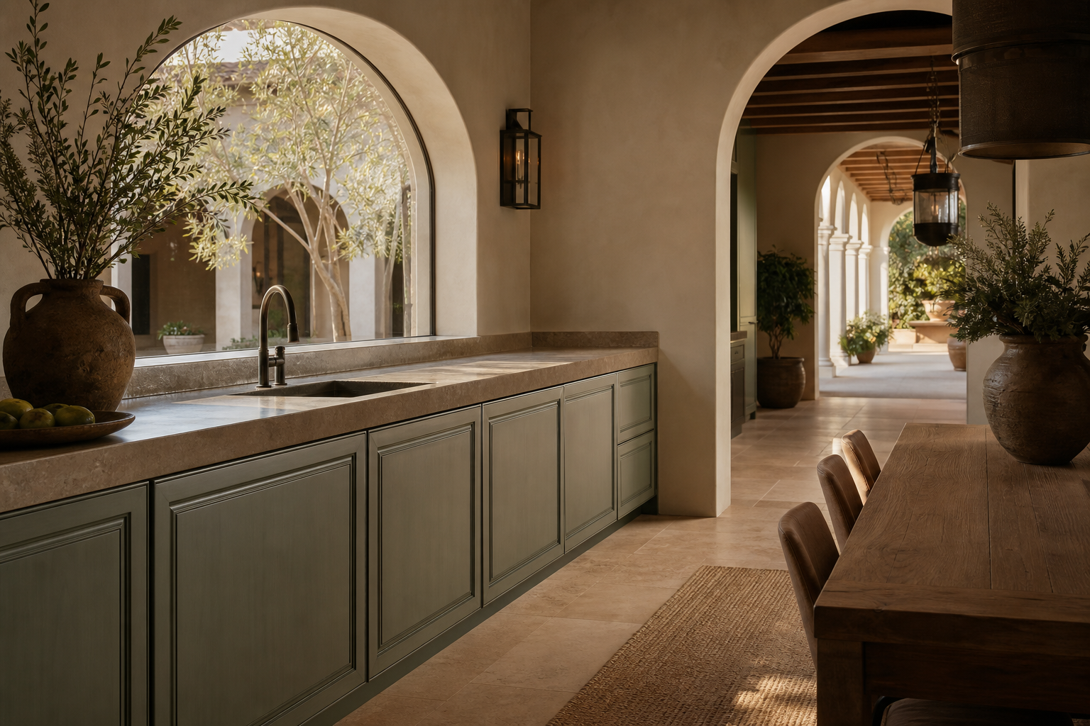 Fadior Silkstone Kitchen Suite with Arcade Window Workbench — interior room context showing cabinet integration