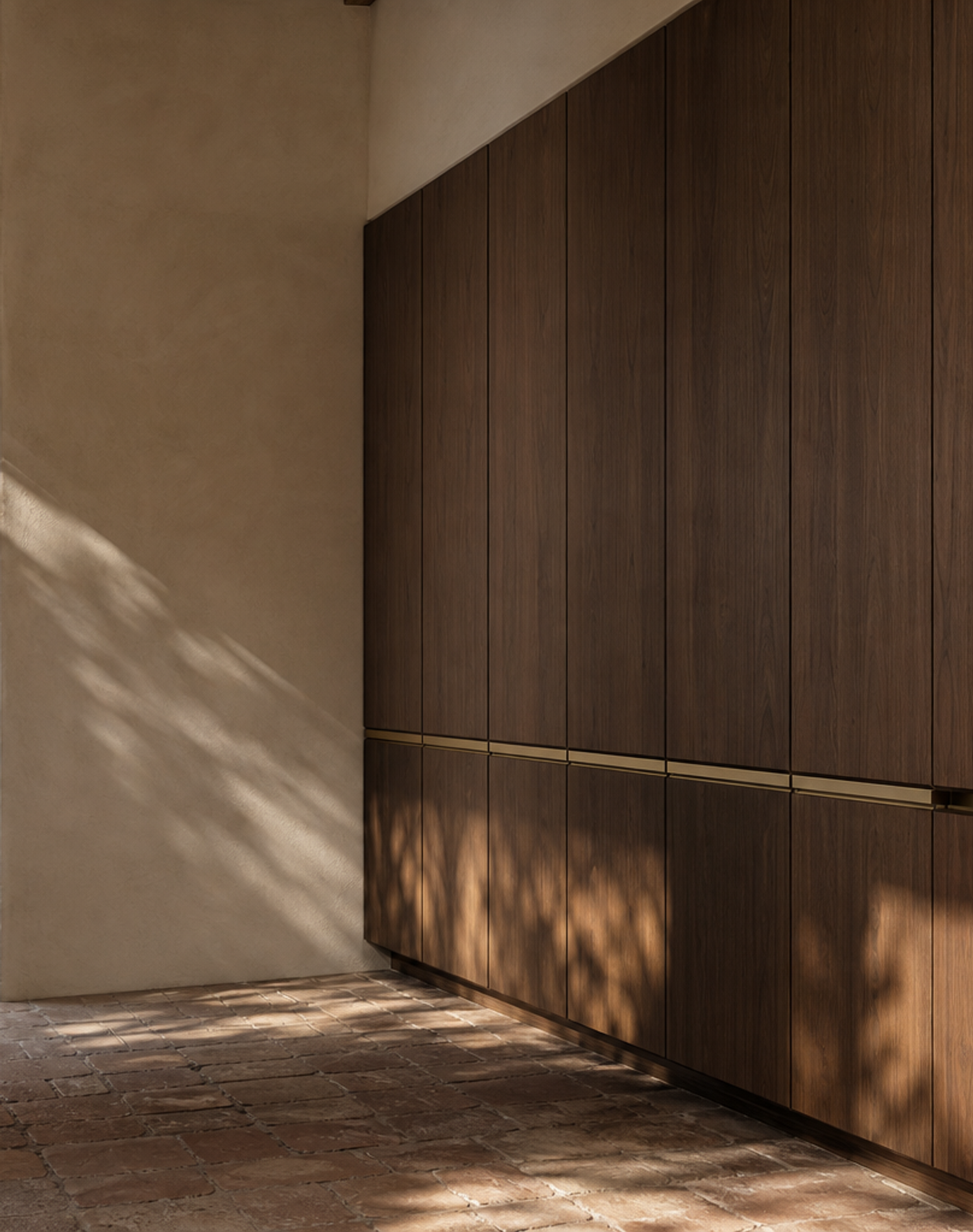 Fadior Onyx Champagne Ribbon Wardrobe Wall — interior room context showing cabinet integration