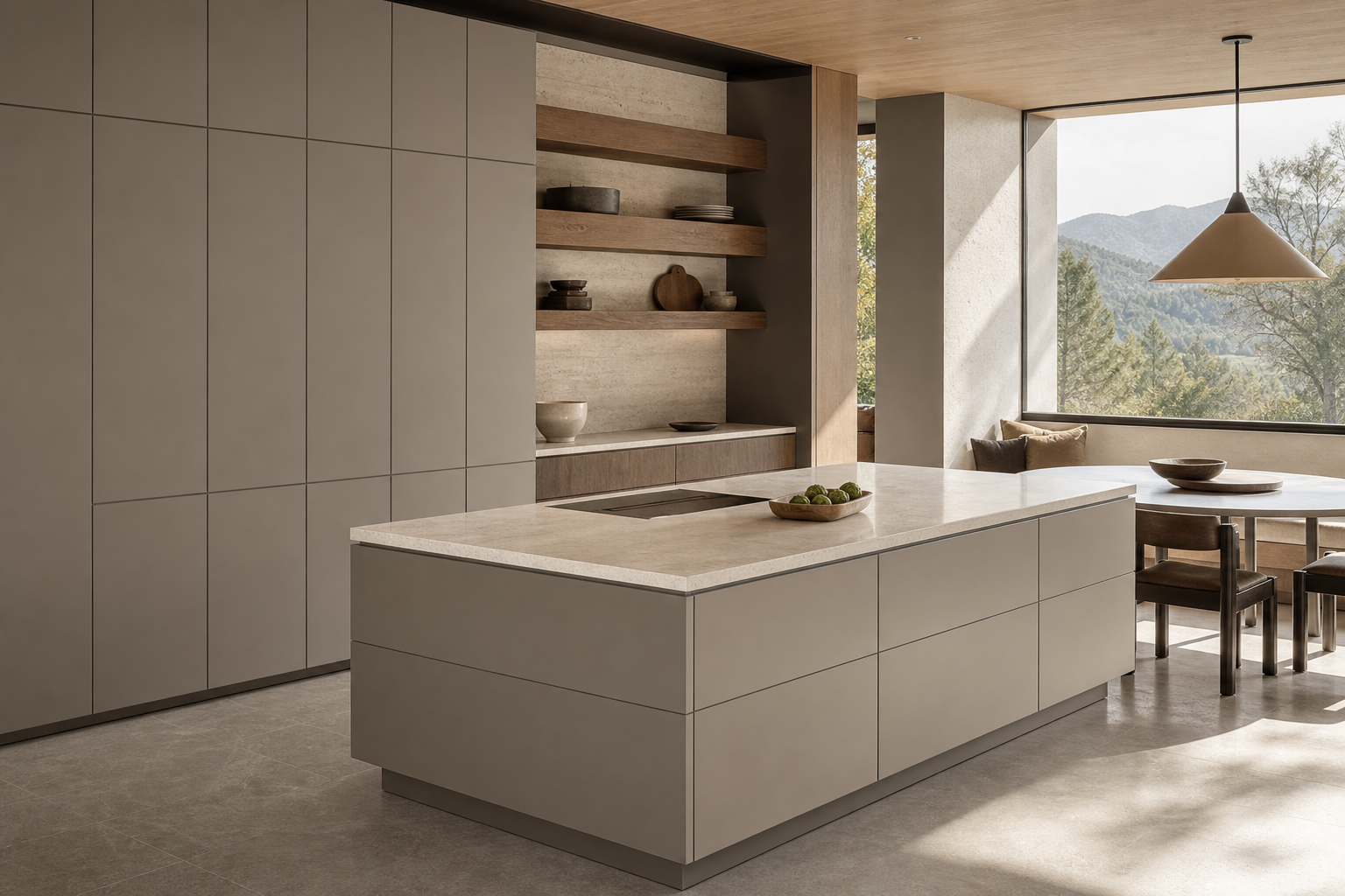 Fadior Forge Kitchen Suite with Milan Forecast Kitchen Wall — interior room context showing cabinet integration