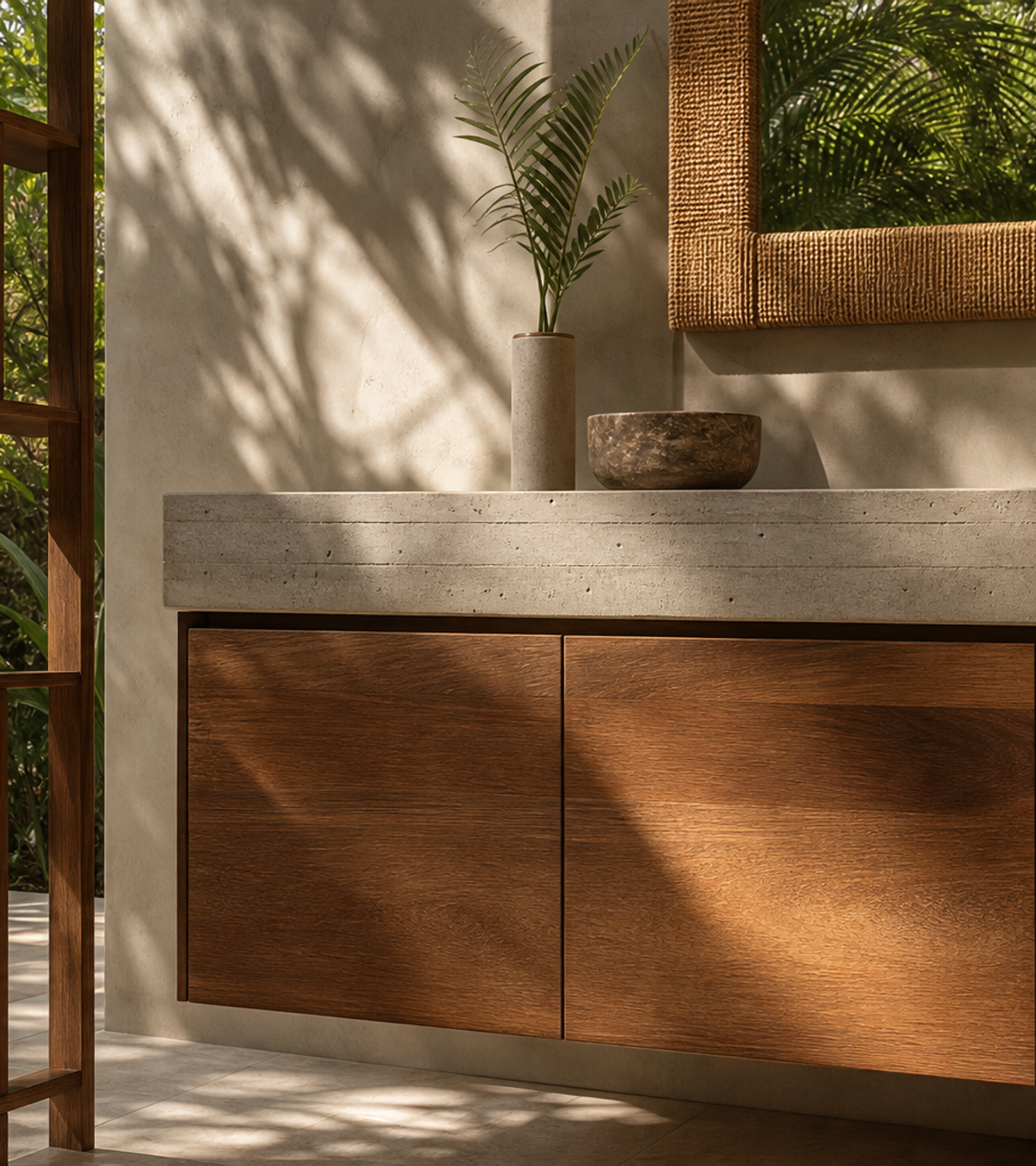 Fadior Voyage Bath Vanity Suite with Milan Spa Vanity Wall — close-up of stainless steel finish and hardware detail