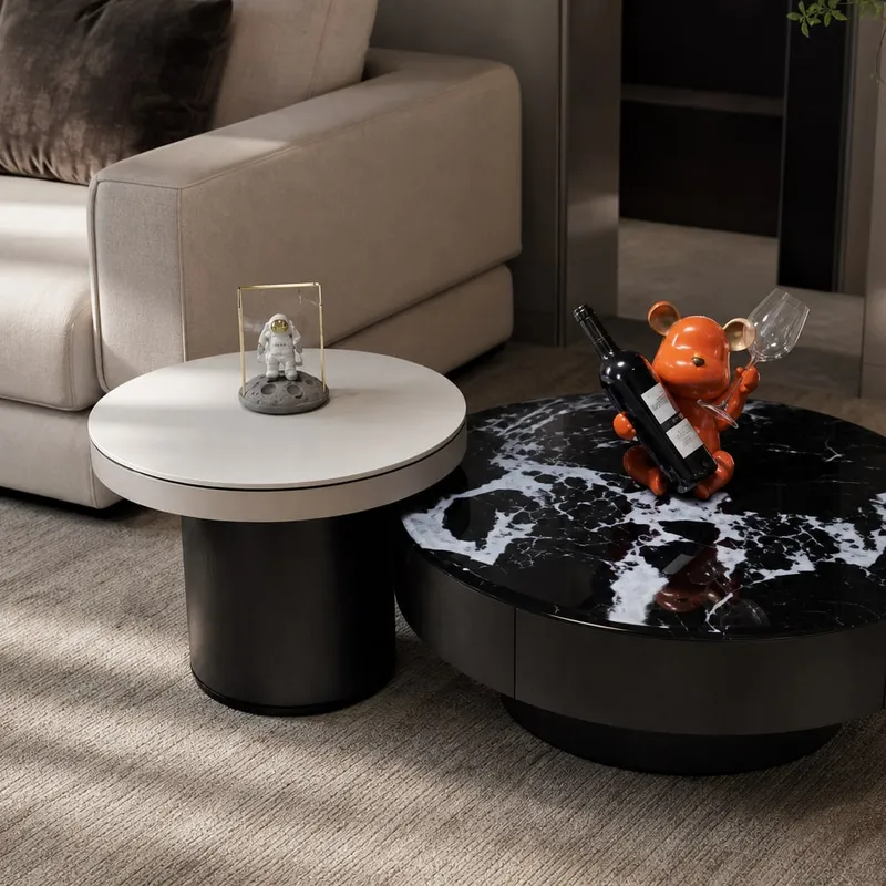 Sintered Stone Veneer Side Table 85×85×34 cm