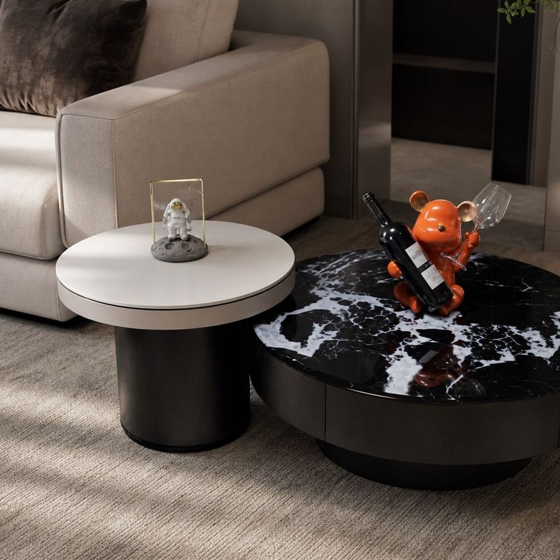 Leather-Accent Side Table styled in a FADIOR HOME interior setting