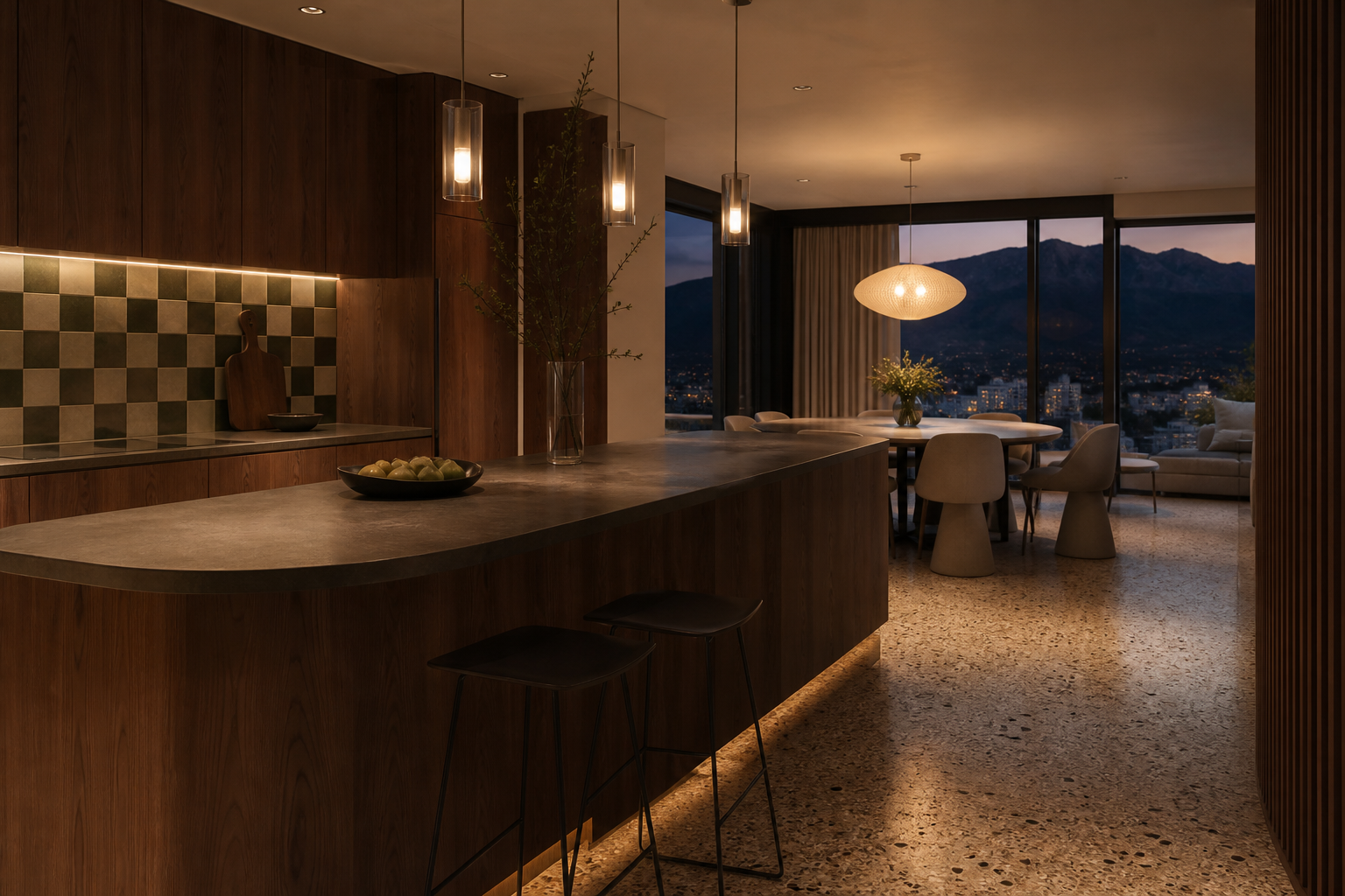 Fadior Queenstown 185 sqm Kitchen Penthouse — Queenstown Kitchen Penthouse — counter, cabinetry, backsplash, wood, pendant