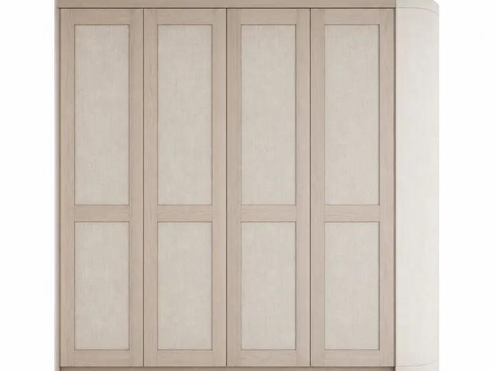 Fadior Eclipse Wardrobe Suite with Chalk Plaster Dressing Portico — 304 stainless steel wardrobe system, front view