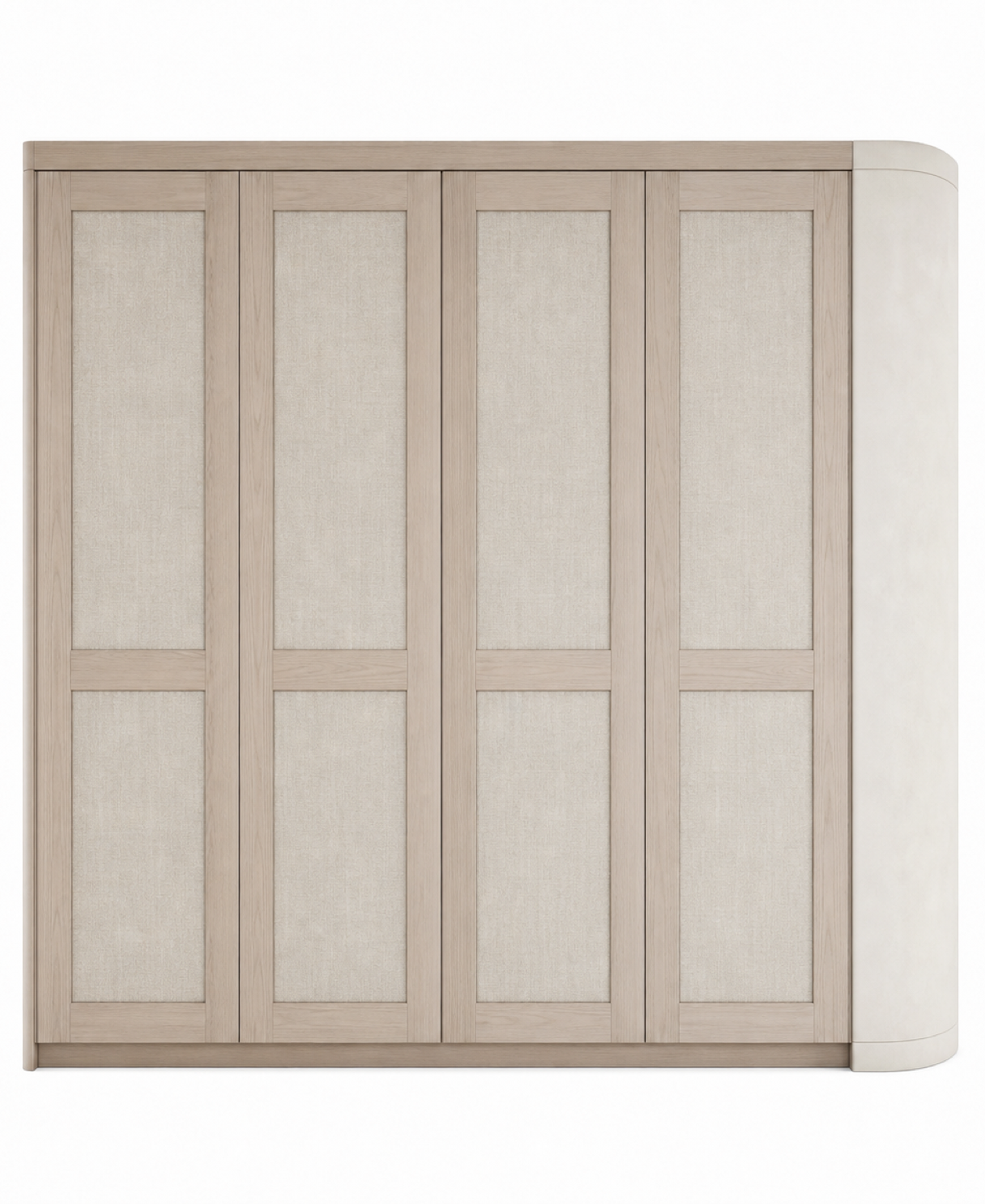 Fadior Eclipse Wardrobe Suite with Chalk Plaster Dressing Portico — 304 stainless steel wardrobe system, front view