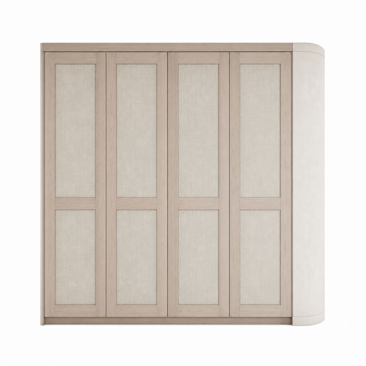 Fadior Eclipse Wardrobe Suite with Chalk Plaster Dressing Portico — 304 stainless steel wardrobe system, front view