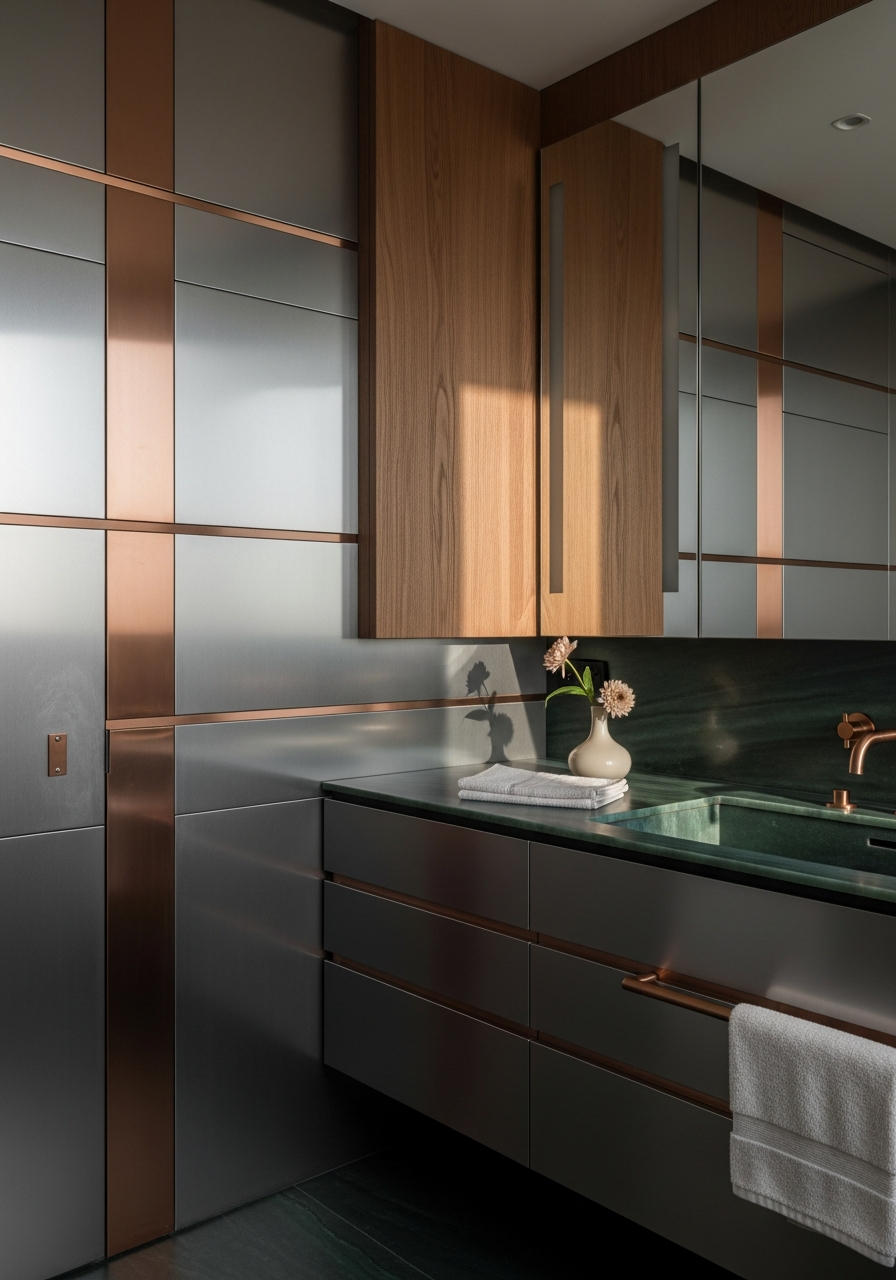 Fadior Shanghai Bund Penthouse — bathroom vanity with premium material integration