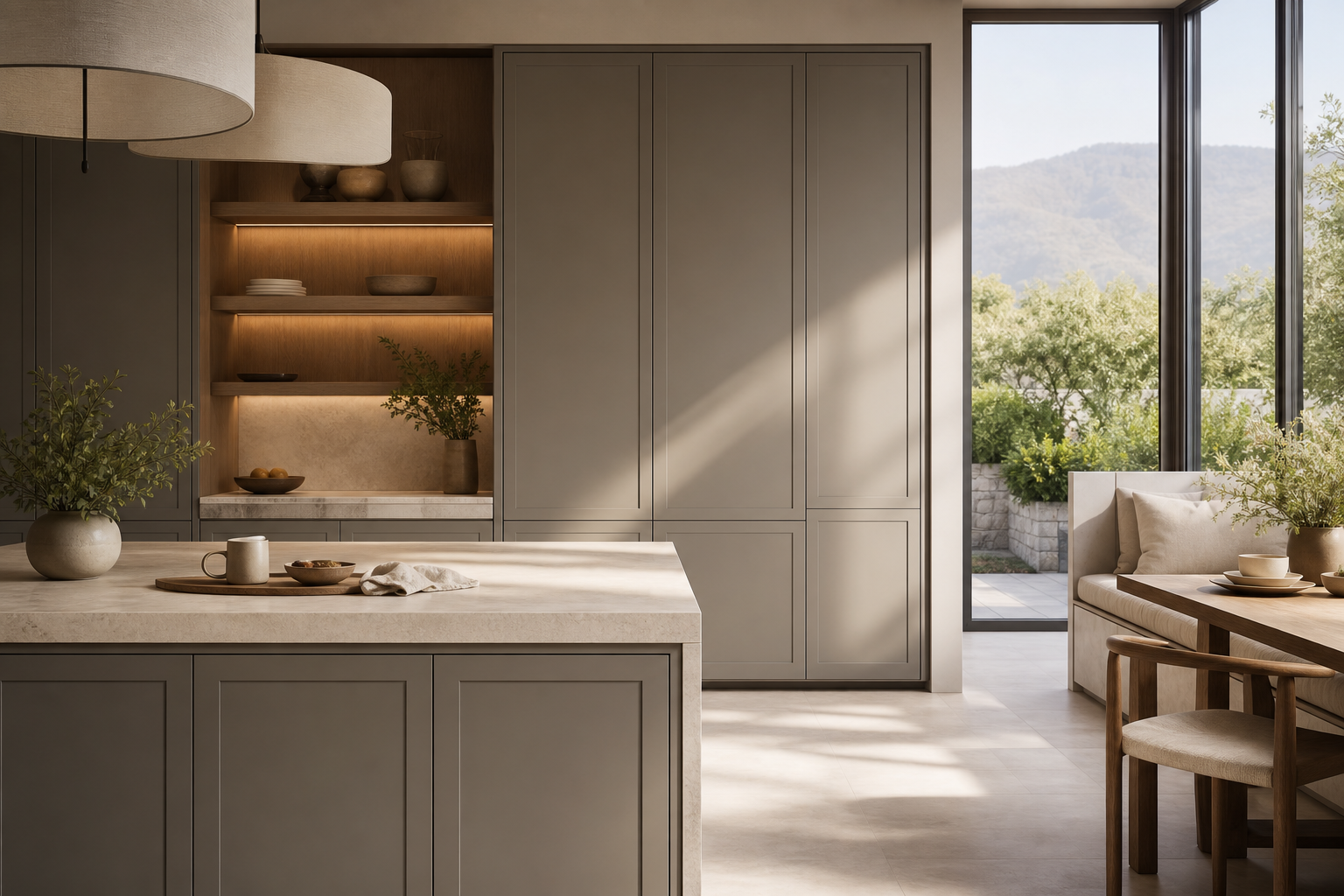 Fadior Riviera Kitchen Suite with Service Courtyard Breakfast Wall — lifestyle setting with natural light and residential