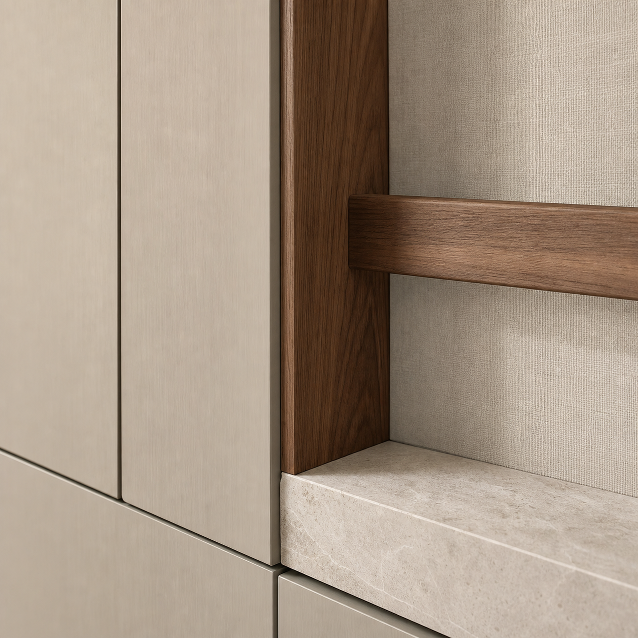 Fadior Savile Entryway Suite with Brushed Pivot Cloak Gallery — close-up of stainless steel finish and hardware detail