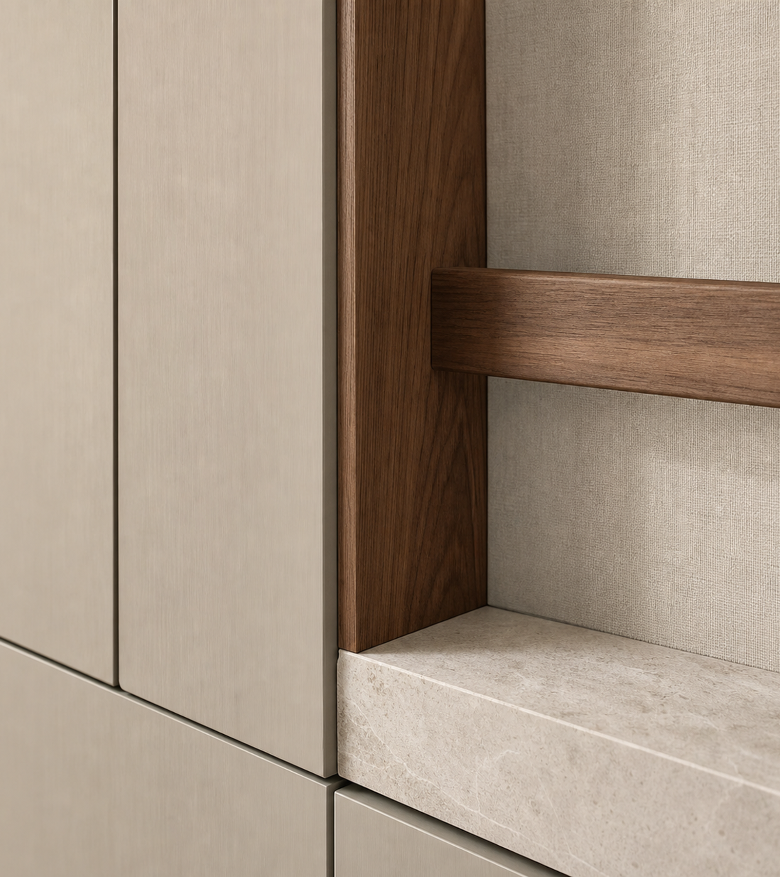 Fadior Savile Entryway Suite with Brushed Pivot Cloak Gallery — close-up of stainless steel finish and hardware detail