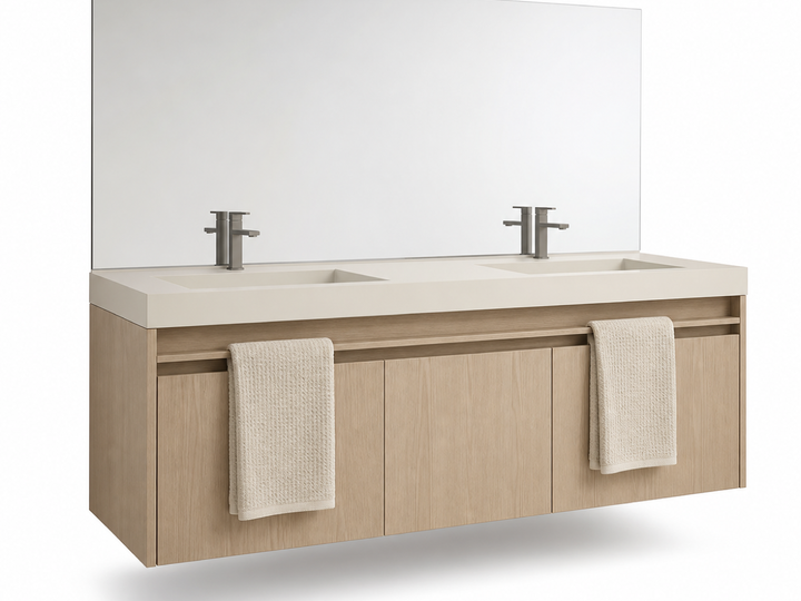 Fadior Voyage Bath Vanity Suite with Floating Towel Rail Vanity — 304 stainless steel bath and vanity system, front view