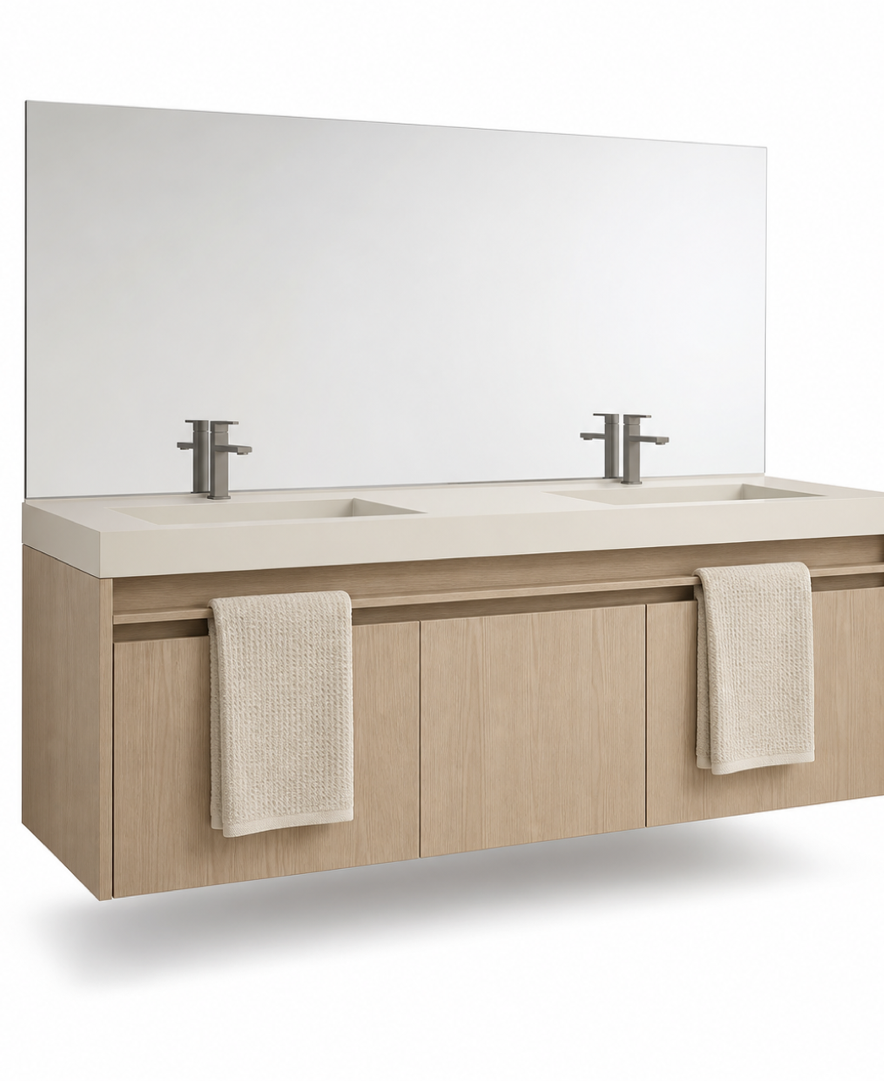 Fadior Voyage Bath Vanity Suite with Floating Towel Rail Vanity — 304 stainless steel bath and vanity system, front view