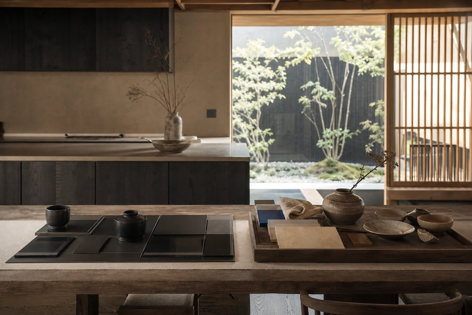 Kitchen decision comparison with warm wood surfaces and quiet appliance planning for serious cooking.