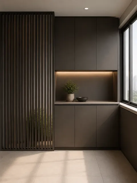 Suite de Balcón Dusk con Pantalla de Utilidad Pizarra