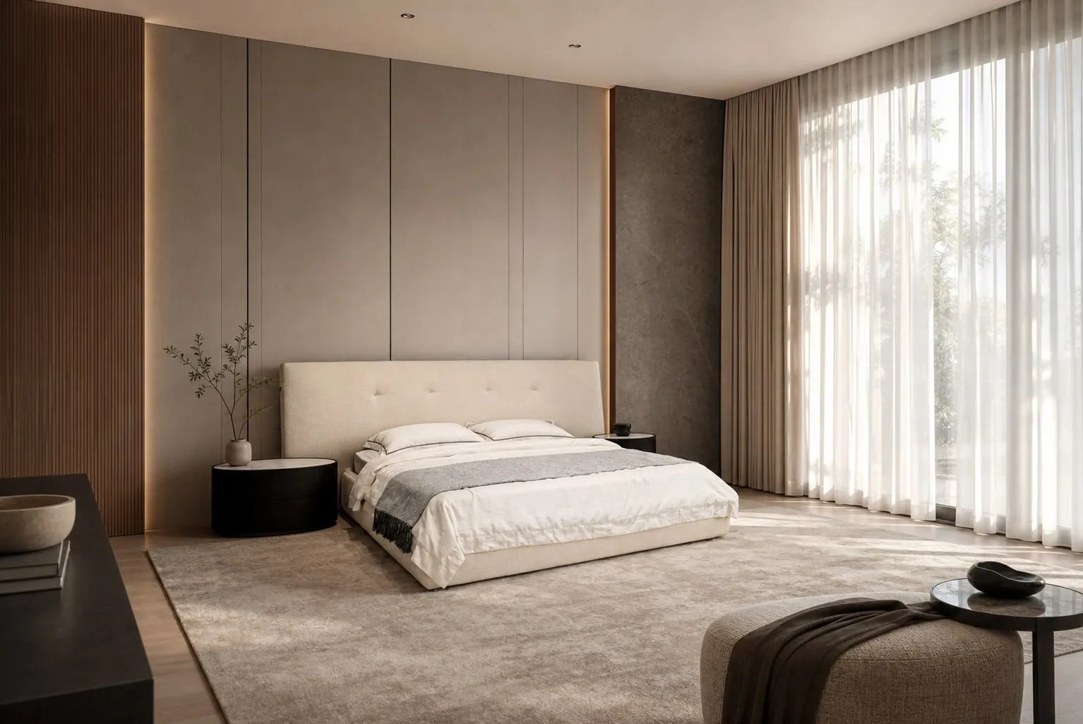 Button-Dimpled Upholstered Bed 2360×2750×1110 mm — BD-008-V02