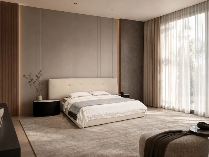 Cama Tapizada con Capitoné de Botones 2360×2750×1110 mm — BD-008-V01