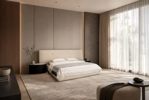 Button-Dimpled Upholstered Bed 2360×2750×1110 mm — BD-008-V01