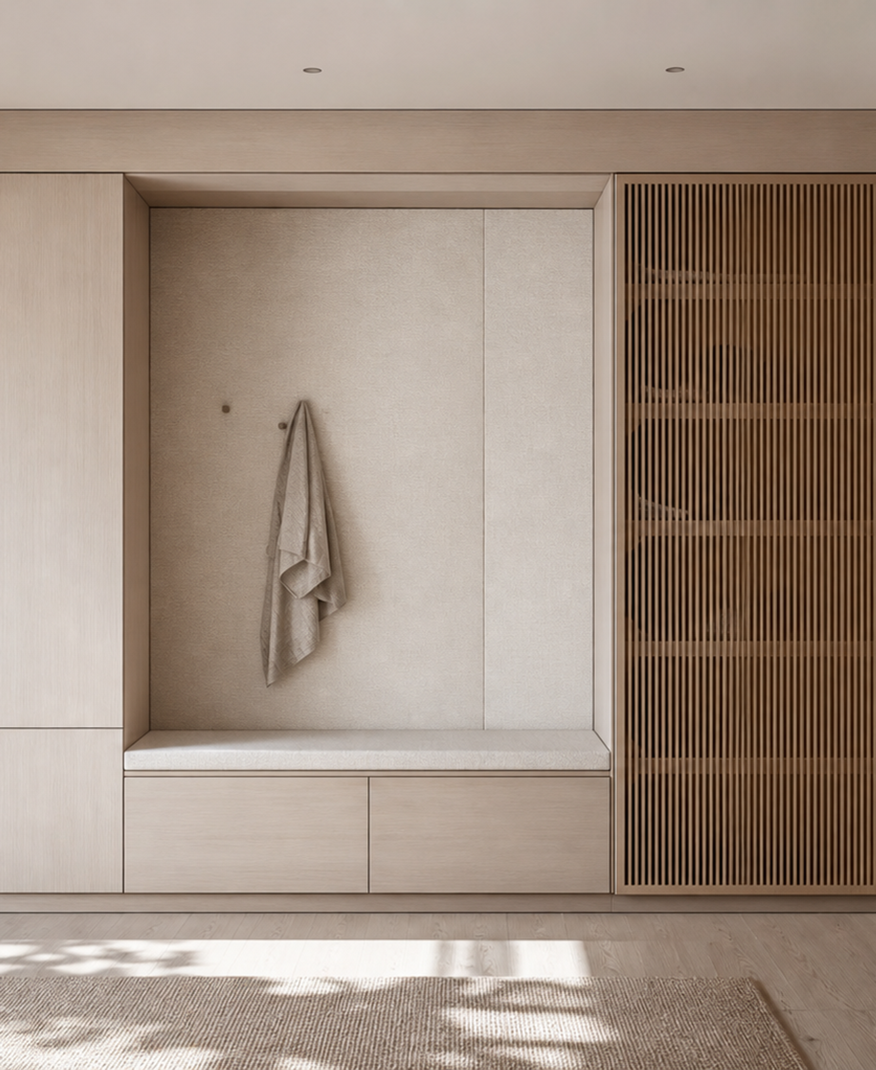 Fadior Savile Entryway Suite with Bamboo Slat Umbrella Bay — 304 stainless steel entryway system, front view