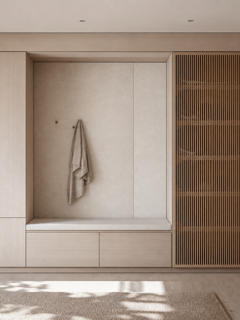 Fadior Savile Entryway Suite with Bamboo Slat Umbrella Bay — 304 stainless steel entryway system, front view