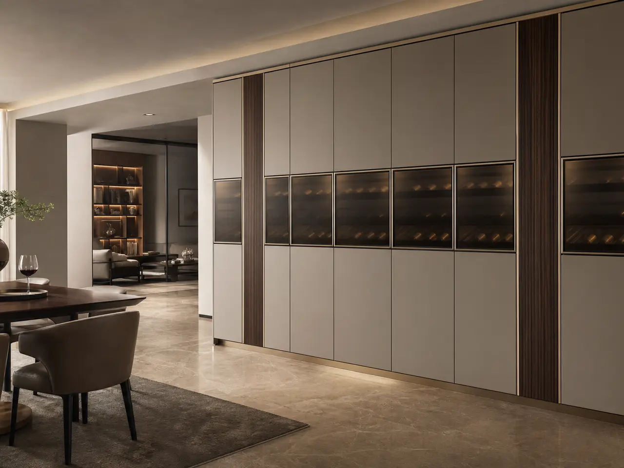 Fadior Estuary Wine Cabinet Suite with Precision Cellar Wall — 304 stainless steel wine cabinet system, front view