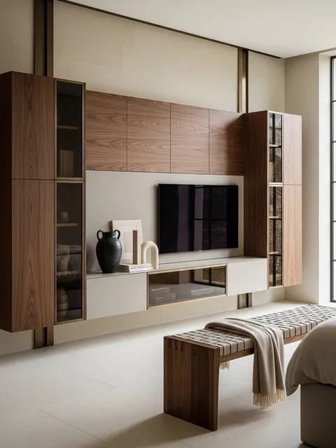 Fadior Essence Media Console — 304 stainless steel living room system, front view