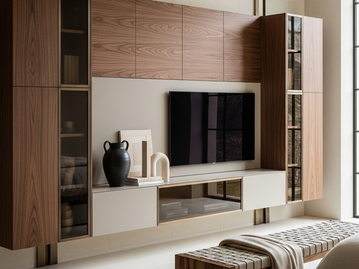 Fadior Essence Media Console — 304 stainless steel living room system, front view