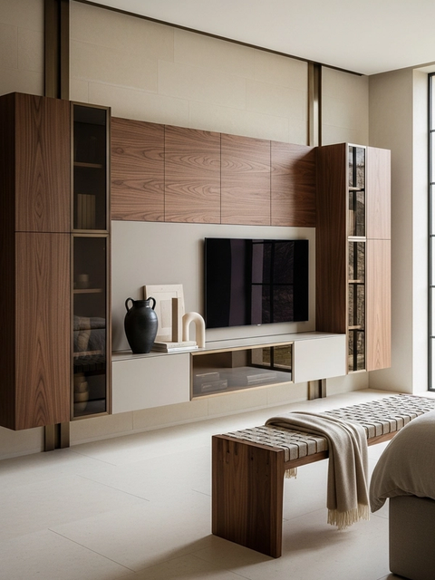 Fadior Essence Media Console — 304 stainless steel living room system, front view
