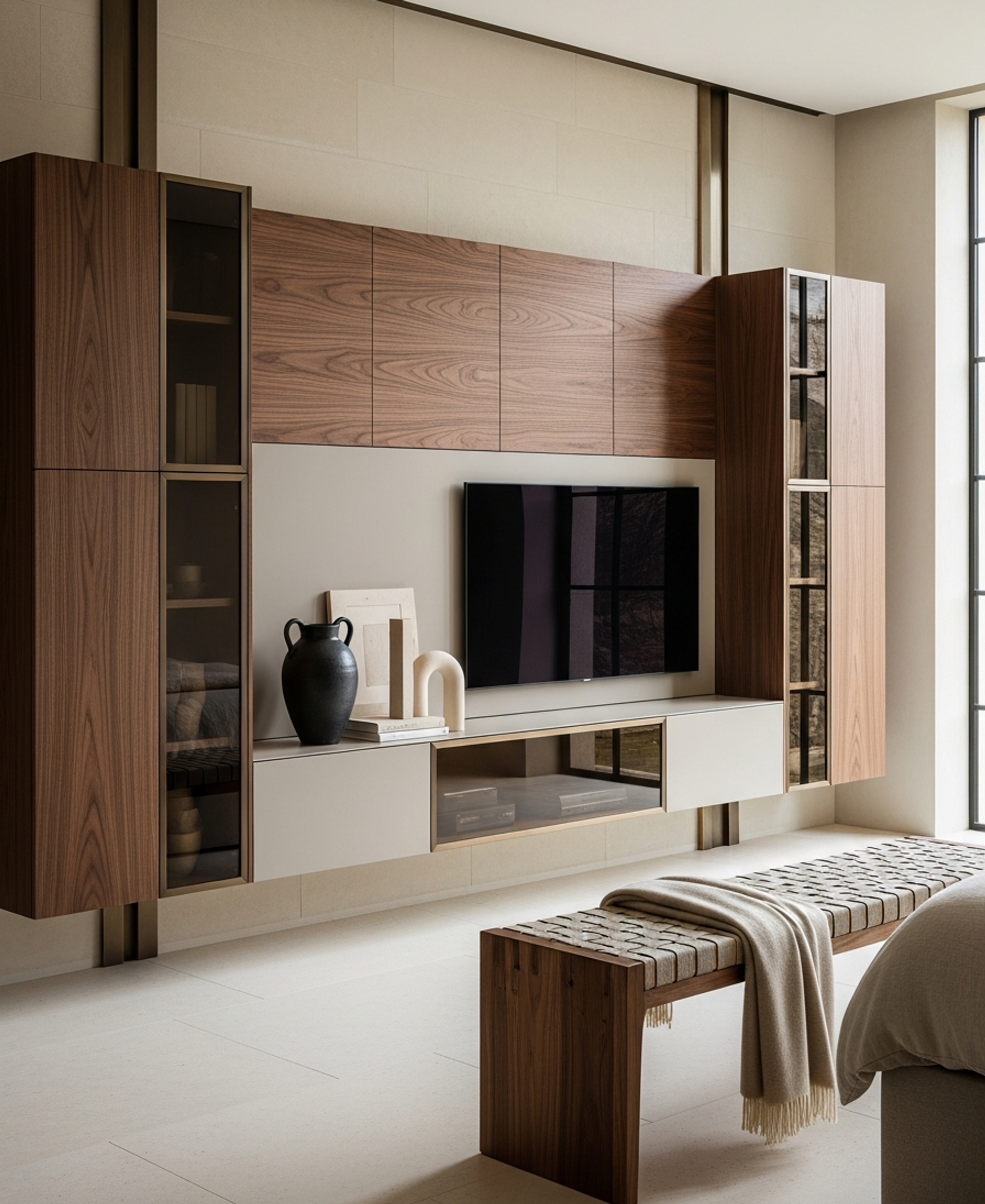 Fadior Essence Media Console — 304 stainless steel living room system, front view