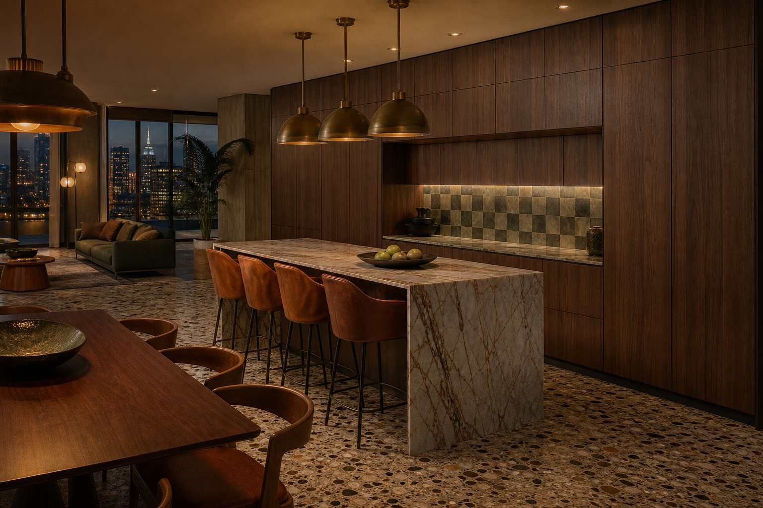 Fadior Terrena Kitchen Suite with Full-Depth Vein Chef Wall — lifestyle setting with natural light and residential styling