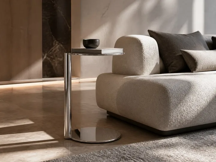 Mesa Auxiliar de Acero Inoxidable Espejo Pavonado
