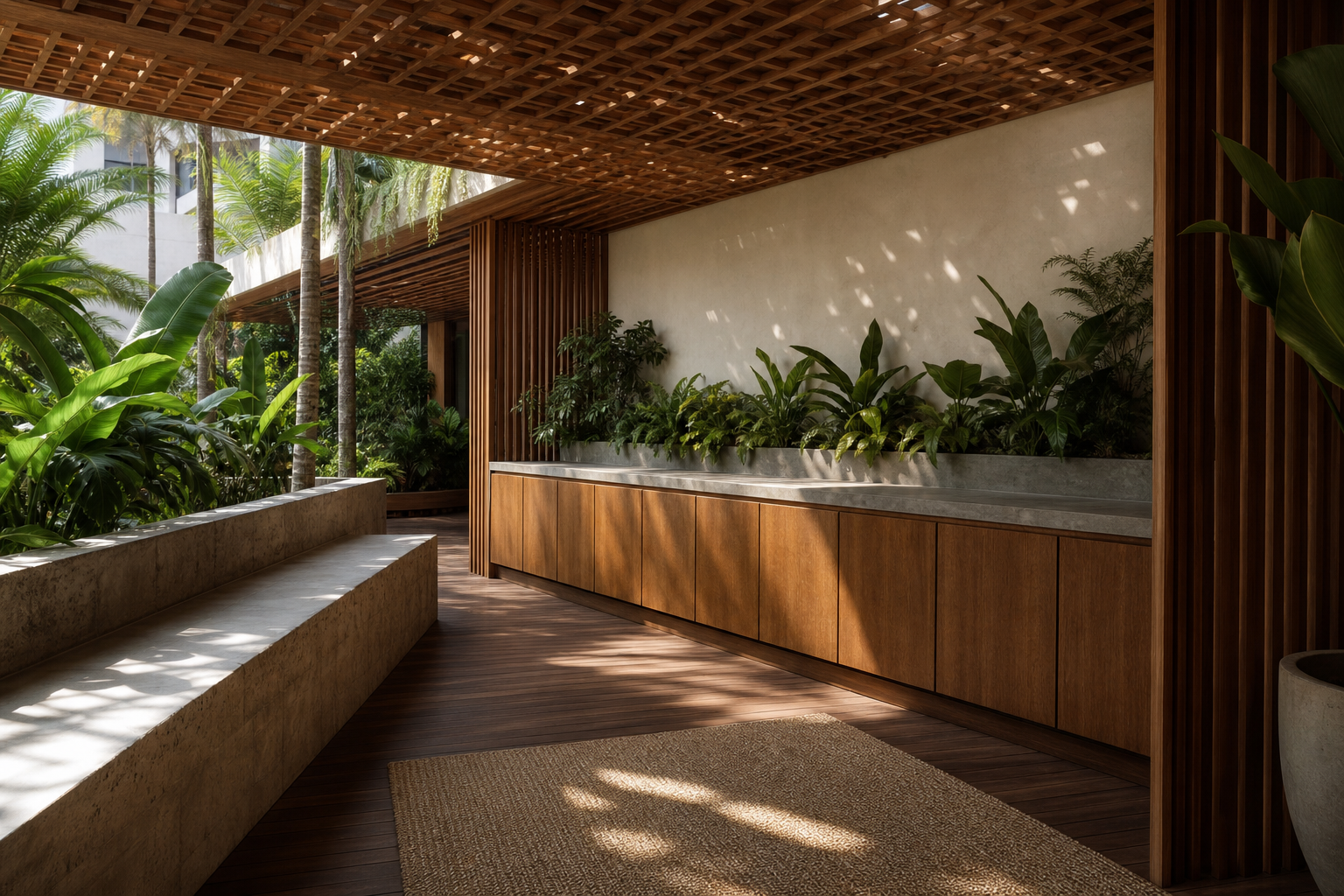 Suite de balcón Aurora con corredor de lavandería y jardinería Pearl perspectiva interior