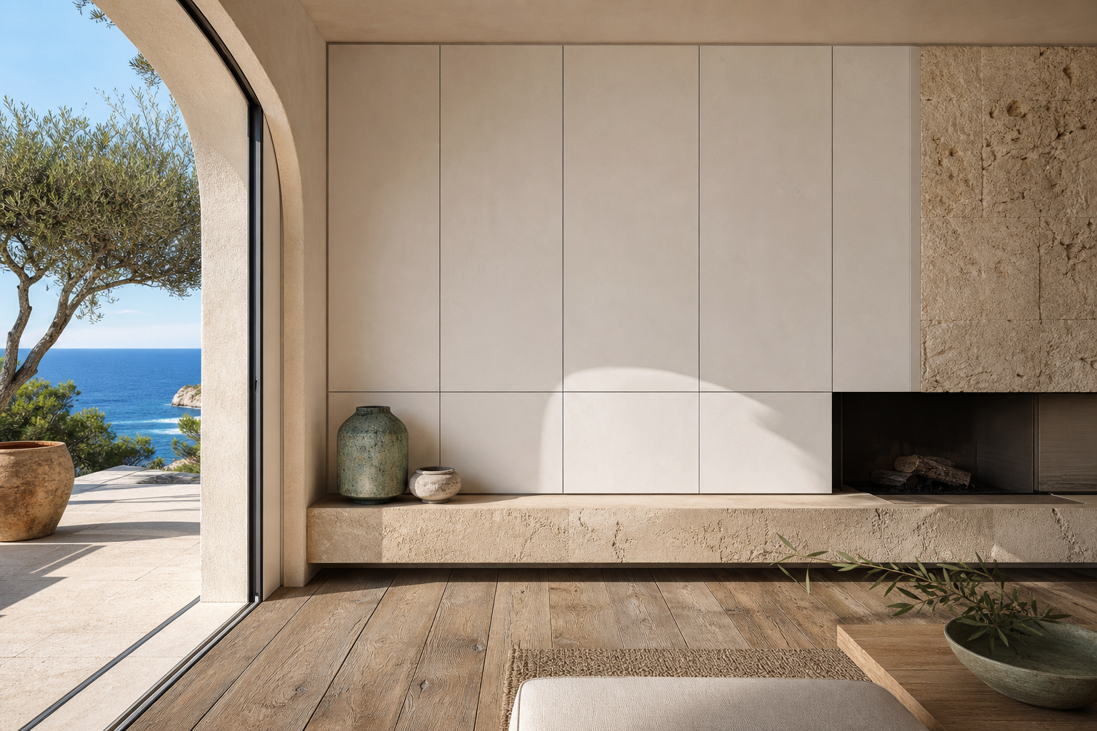 Fadior Galleria Living Room Suite with Milan Forecast Media Wall — close-up of stainless steel finish and hardware detail