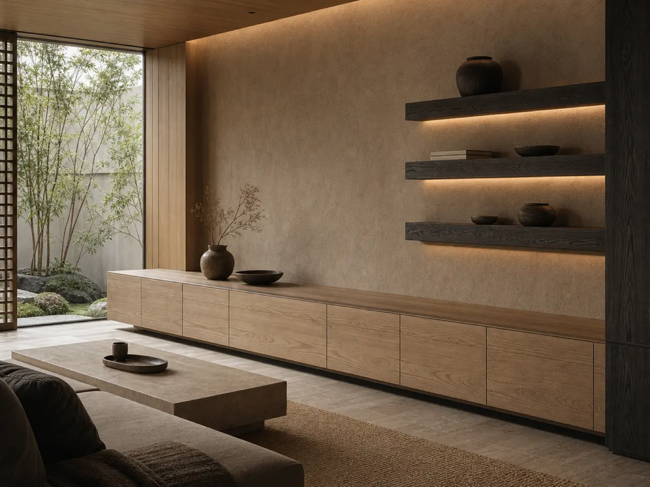 Fadior Silvan Living Room Suite with Quiet Console Horizon — 304 stainless steel living room system, front view