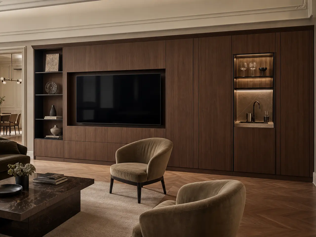 Suite de Salón Patina con Nicho de Servicio Tapline Esculpido