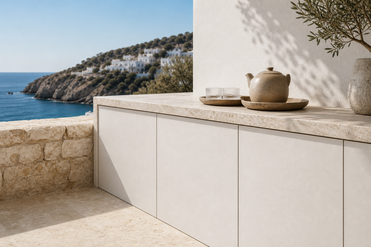 Fadior Dusk Balcony Suite with Moonlit Tea Ledge — close-up of stainless steel finish and hardware detail