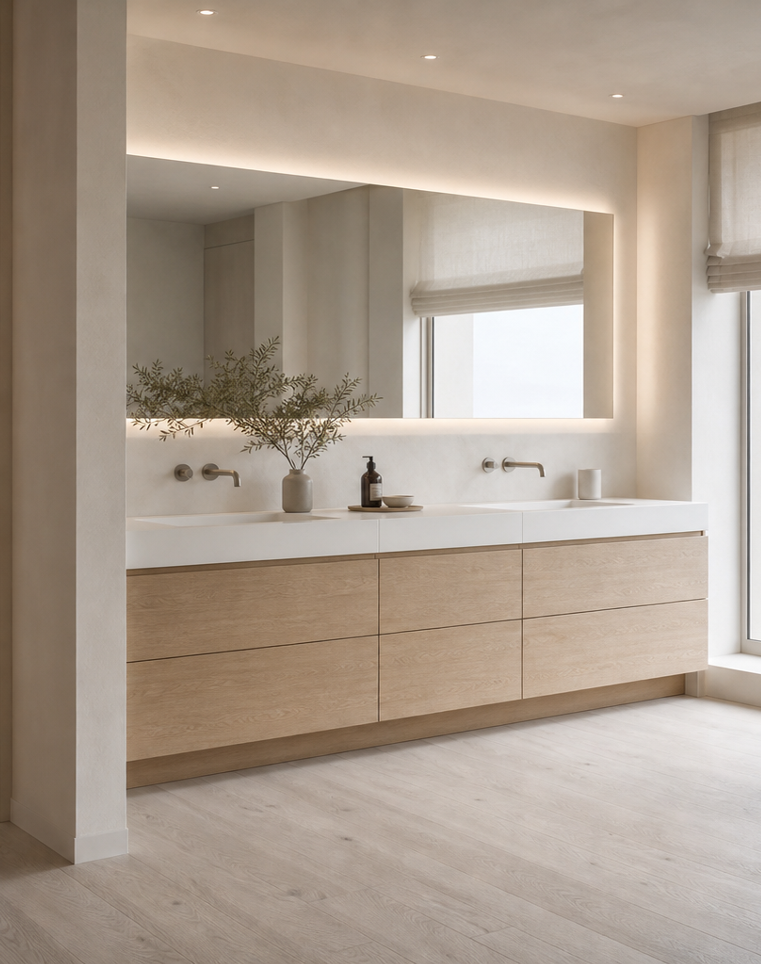Fadior Ethereal Connected Spa Vanity Wall — interior room context showing cabinet integration