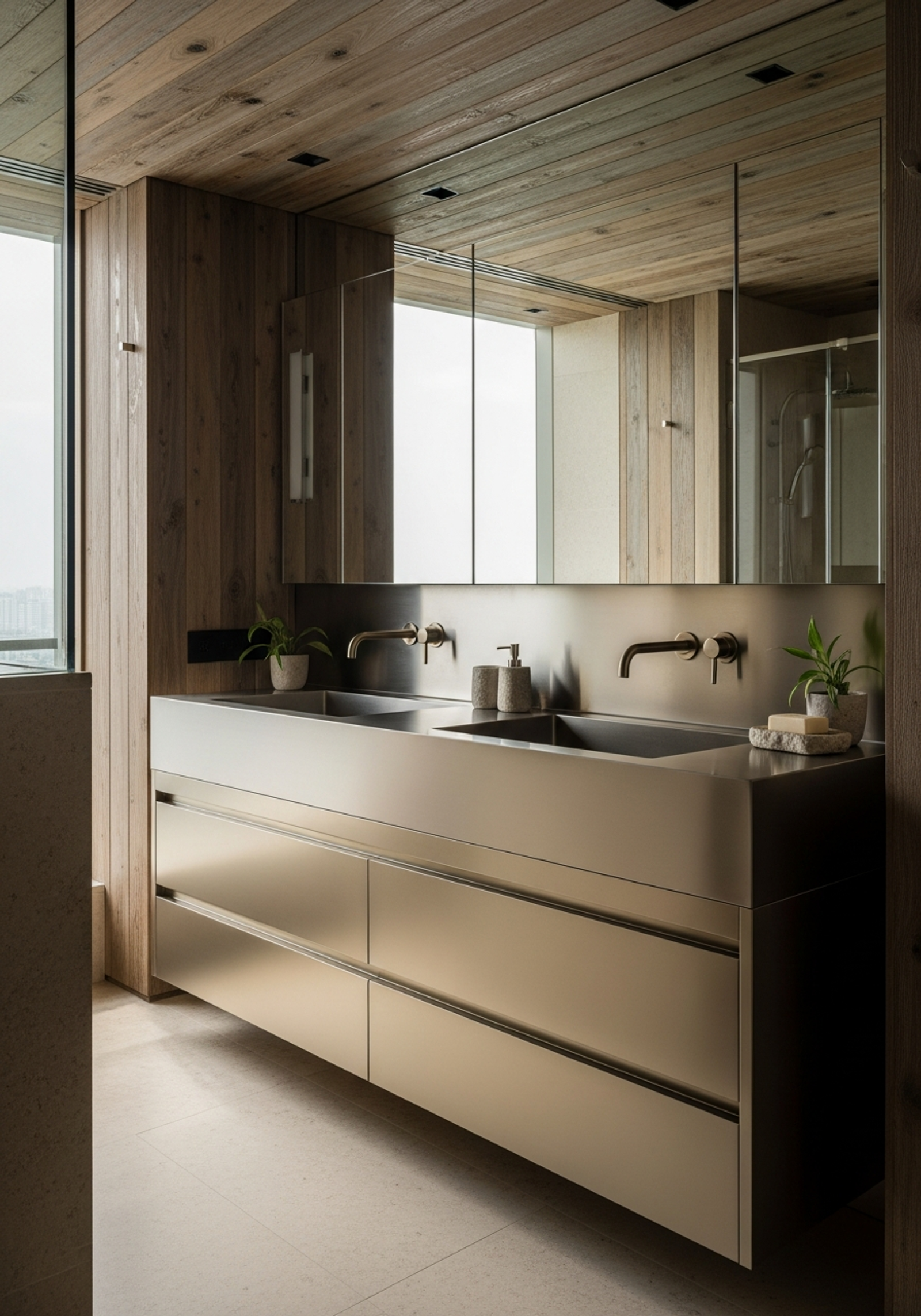 Fadior Mumbai Sea Link Penthouse — bathroom vanity with premium material integration