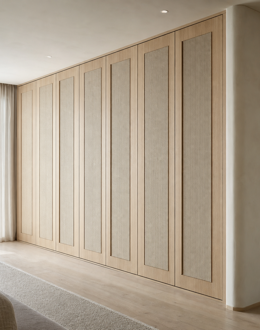 Fadior Voyage Wardrobe Suite with Reeded Umber Wardrobe Gallery — interior room context showing cabinet integration