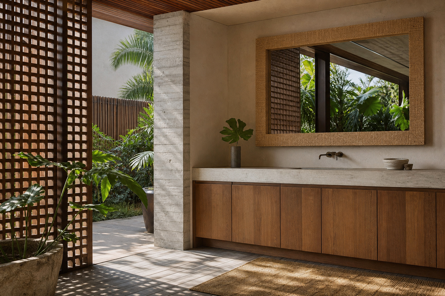 Fadior Alcove Architectural Water Vanity — lifestyle setting with natural light and residential styling