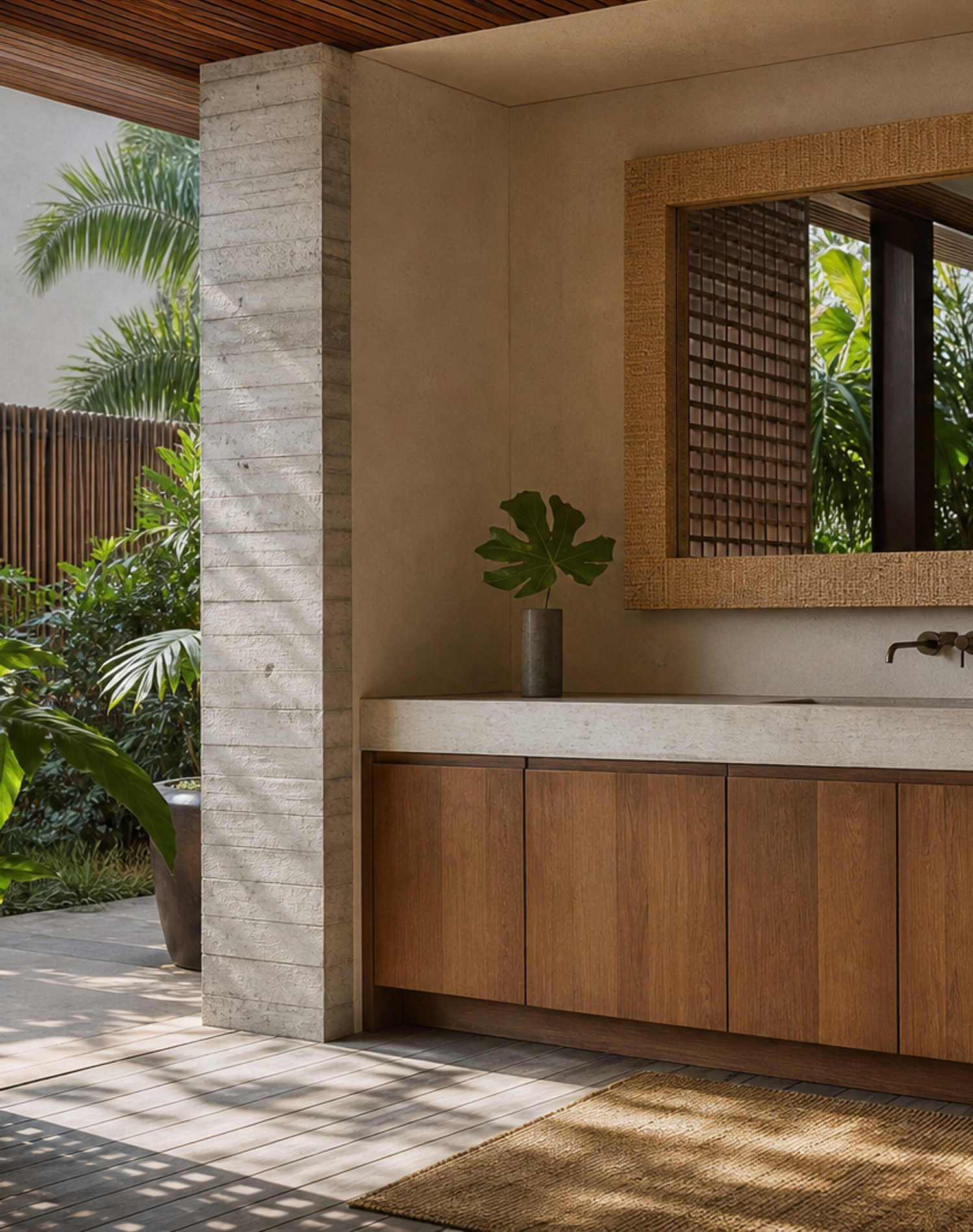 Fadior Alcove Architectural Water Vanity — lifestyle setting with natural light and residential styling
