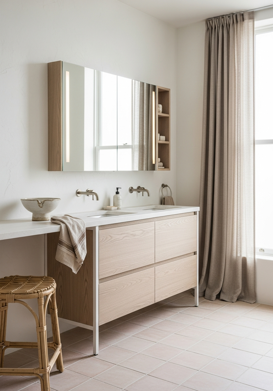 Fadior Acqua Double Vanity — 304 stainless steel bath and vanity system, front view