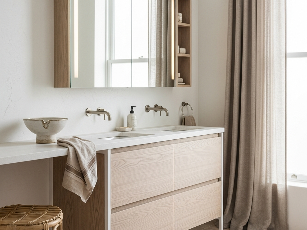 Fadior Acqua Double Vanity — 304 stainless steel bath and vanity system, front view
