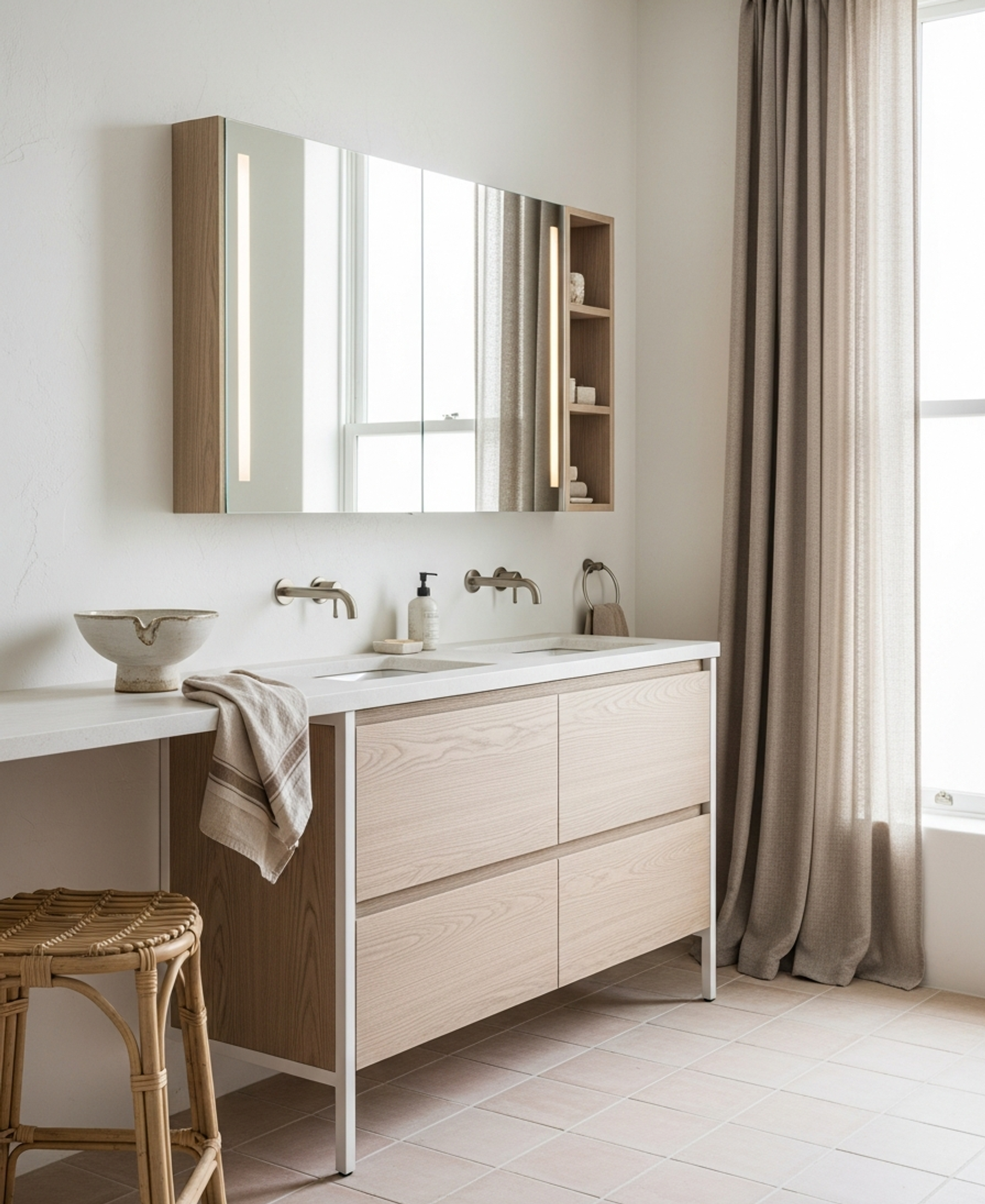 Fadior Acqua Double Vanity — 304 stainless steel bath and vanity system, front view