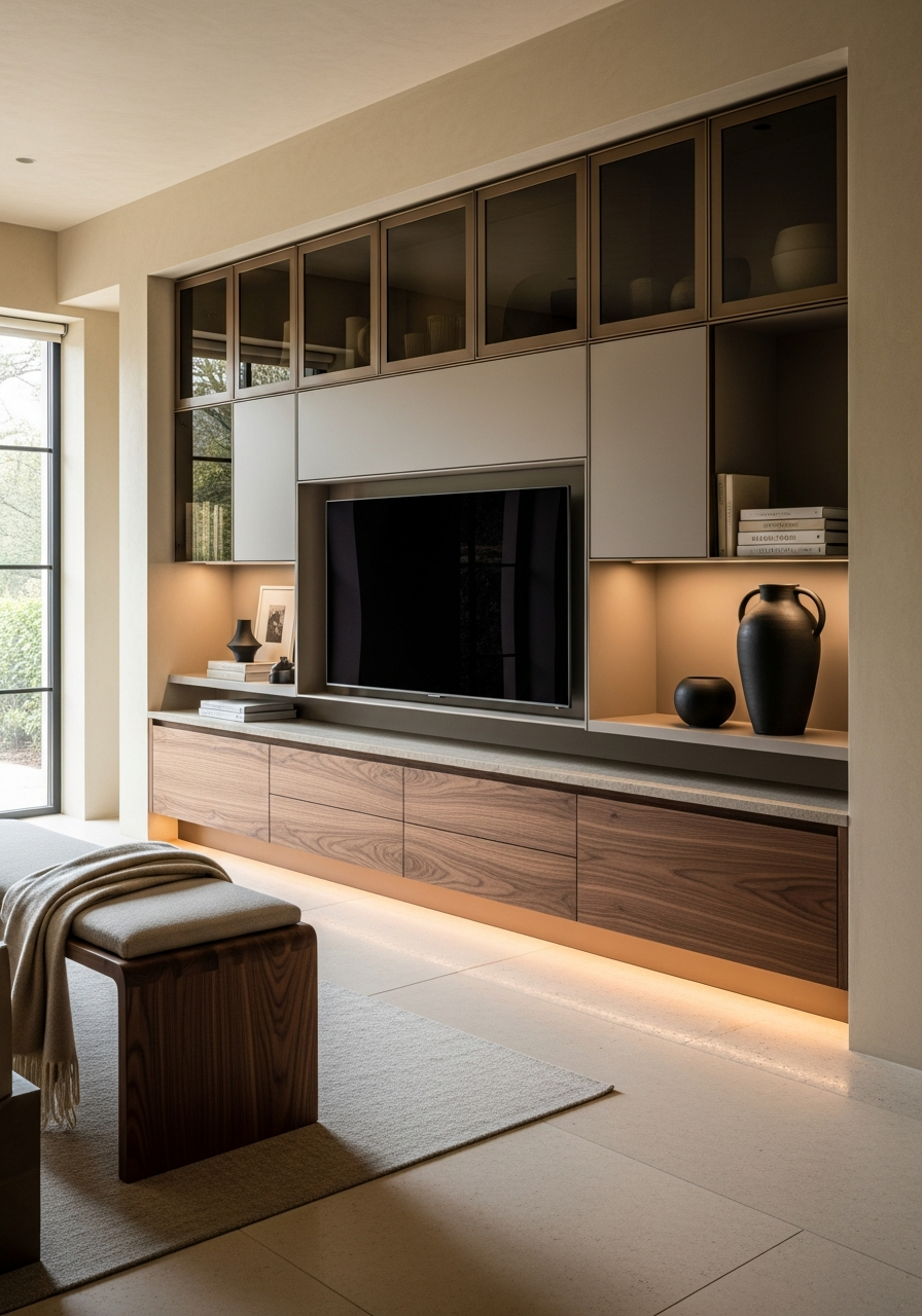 Fadior Zenith Media Console — interior room context showing cabinet integration