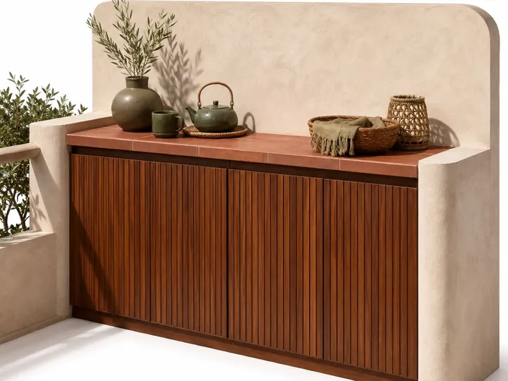 Fadior Cannes Balcony Suite with Terracotta Tea Landing — 304 stainless steel balcony system, front view