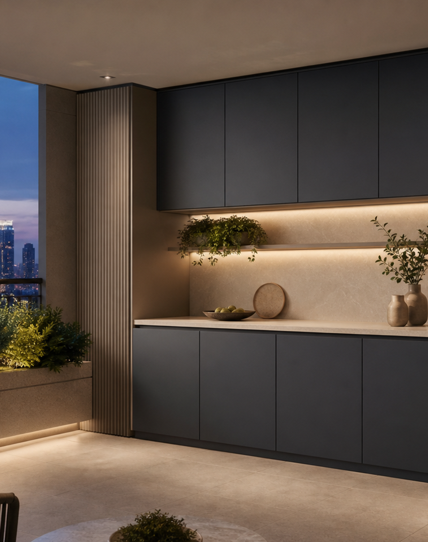 Fadior Dusk Balcony Suite with Breeze Pantry Niche — lifestyle setting with natural light and residential styling
