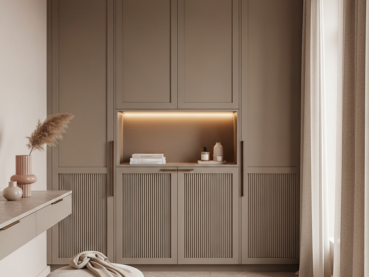 Fadior Brera Fluted Armoire — 304 stainless steel wardrobe system, front view