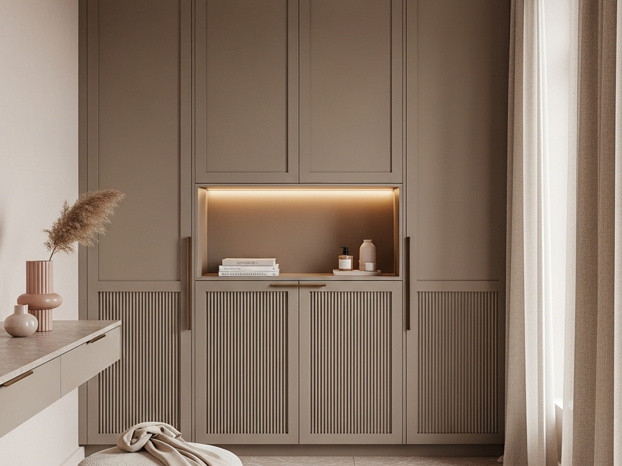 Fadior Brera Fluted Armoire — 304 stainless steel wardrobe system, front view