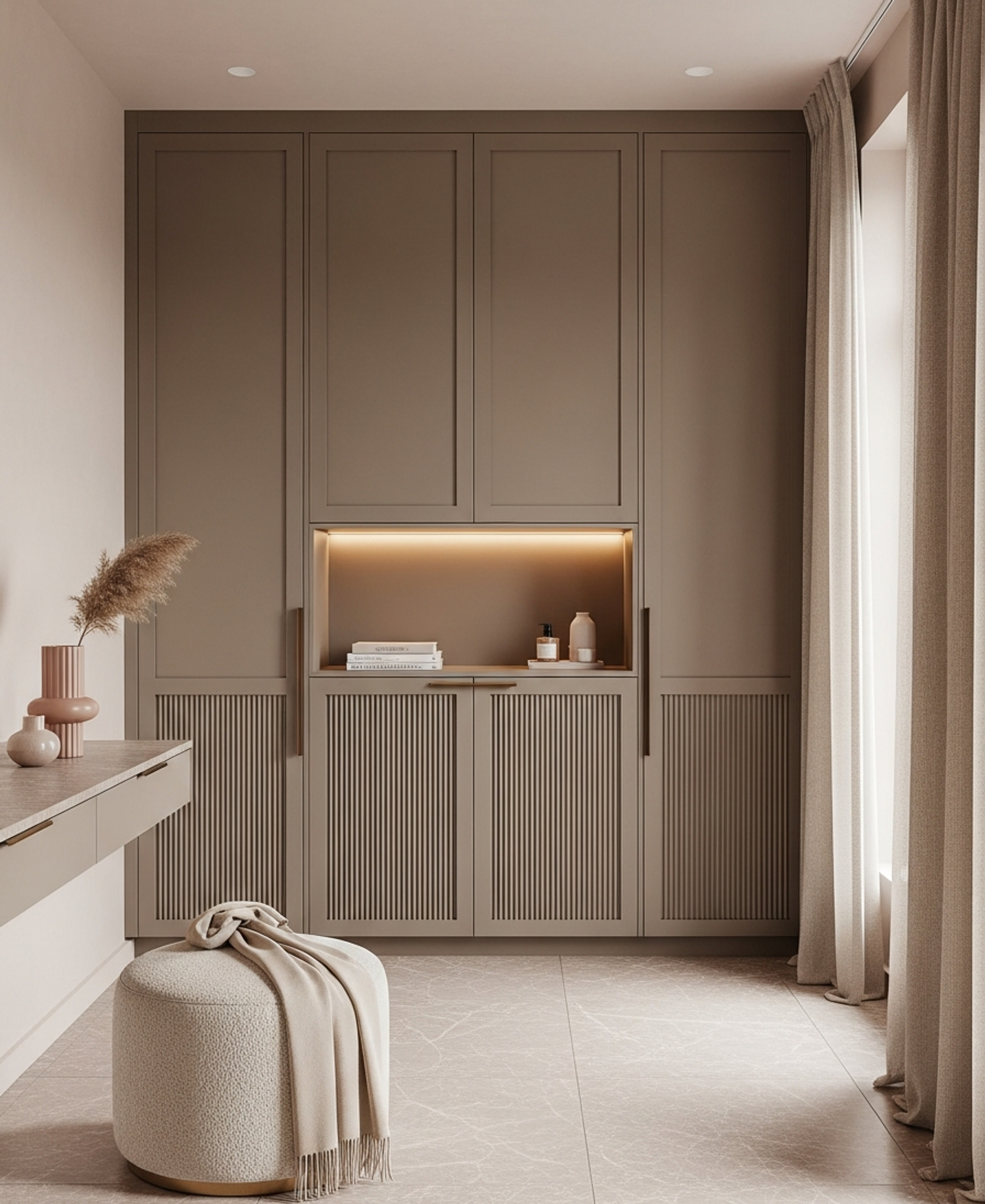 Fadior Brera Fluted Armoire — 304 stainless steel wardrobe system, front view