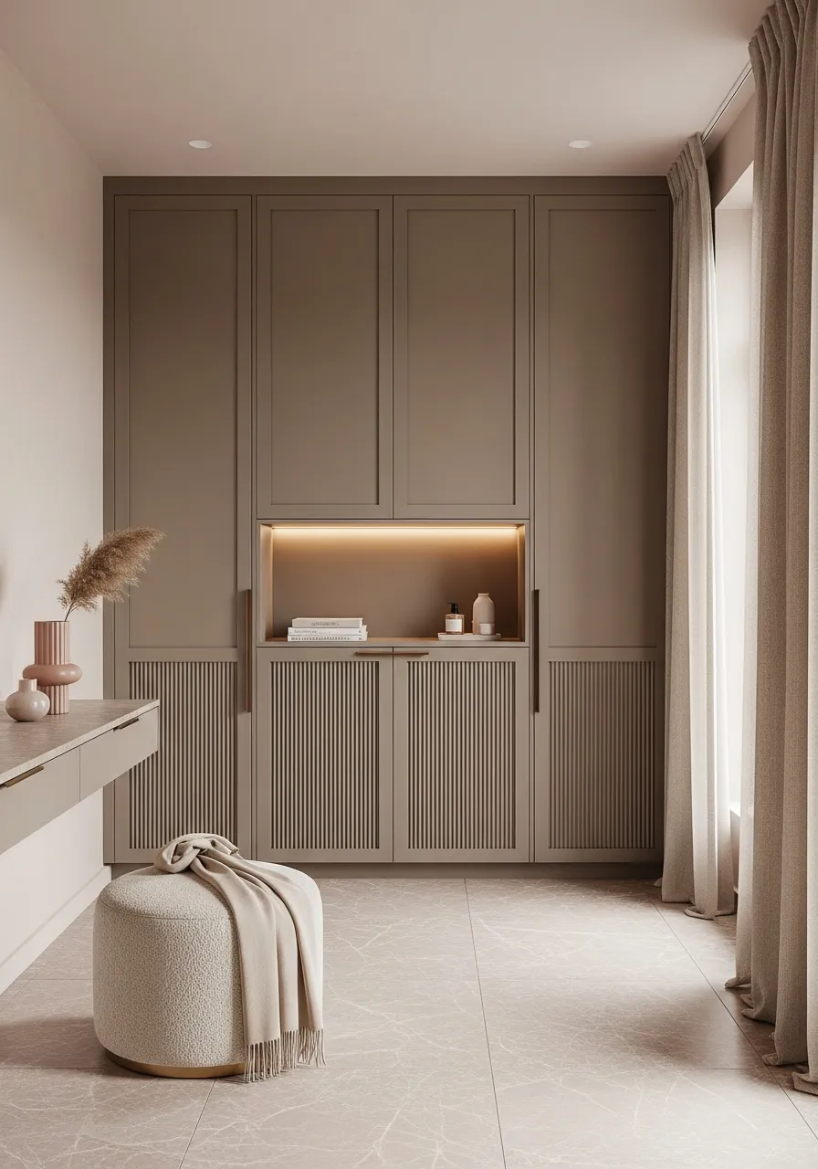 Fadior Brera Fluted Armoire — 304 stainless steel wardrobe system, front view